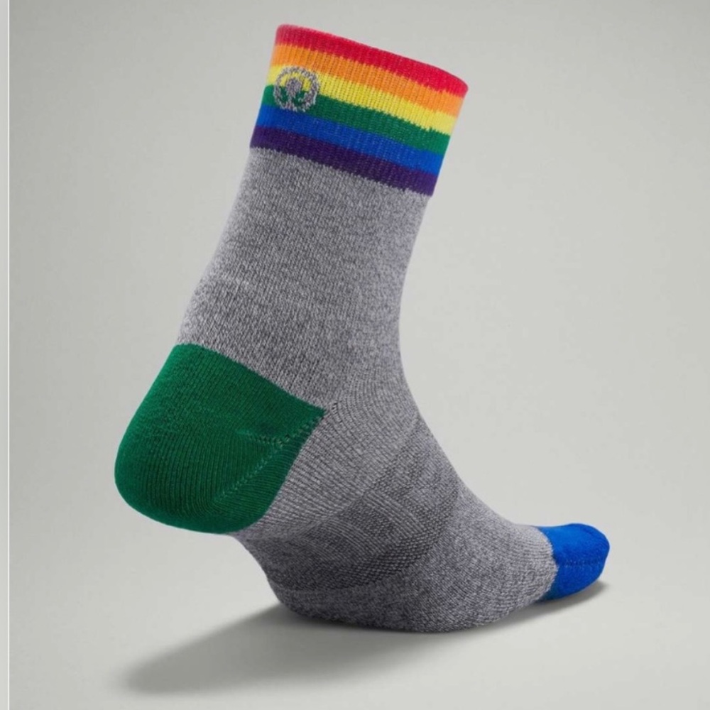 Lululemon Daily Stride Mid-Crew Sock *Rainbow in Heather Grey Size Medium
